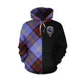 Rutherford Tartan Hoodie Half of Me - Cross Style